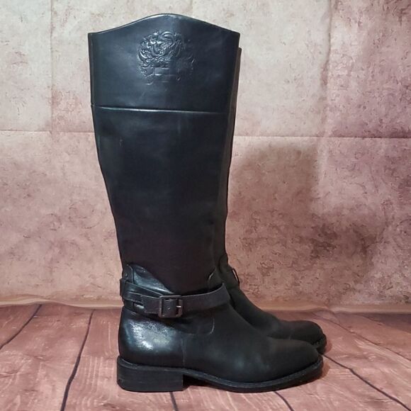 VINCE CAMUTO Black Leather Boots - Size 6 1/2 - Picture 1 of 11